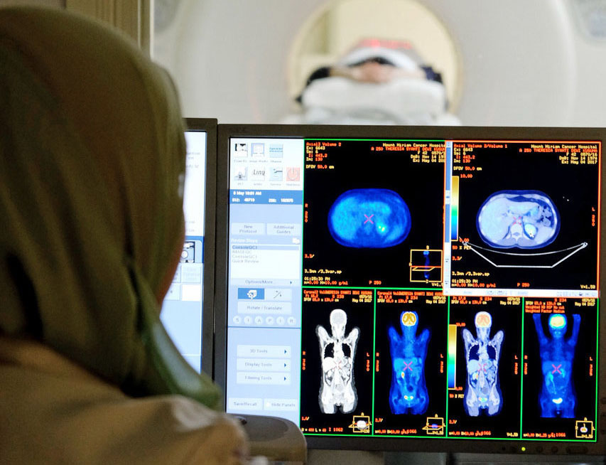 The PET-CT scanner is a very specialized medical imaging device which combines in a single gantry system both a Positron Emission Tomography (PET) and an x-ray Computed Tomography (CT).