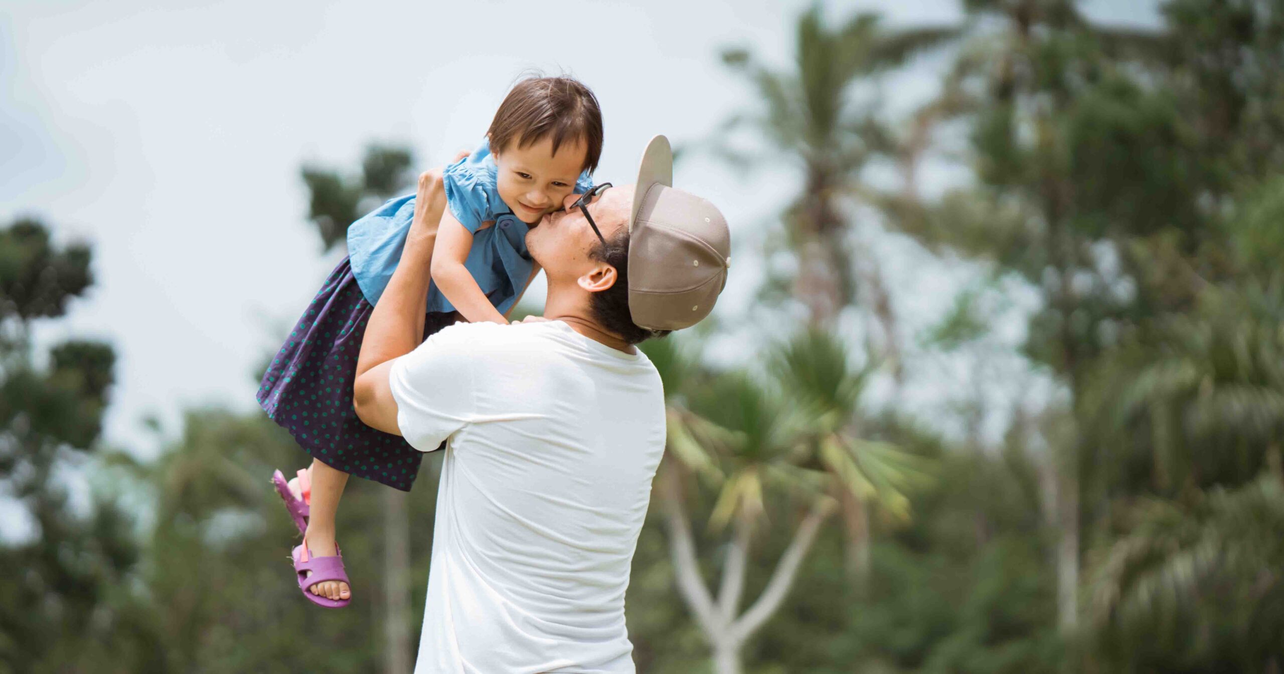portrait of happiness together with father and a little girl